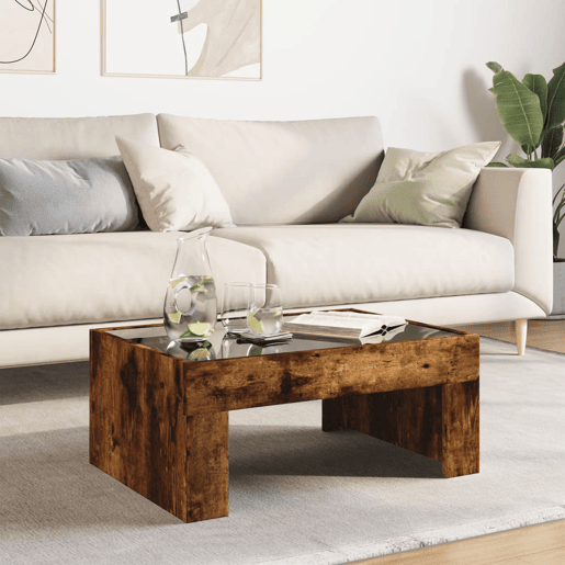 Mesa de Centro, Mesa baixa, luzes LED Infinity 70x50x30 cm carvalho fumado