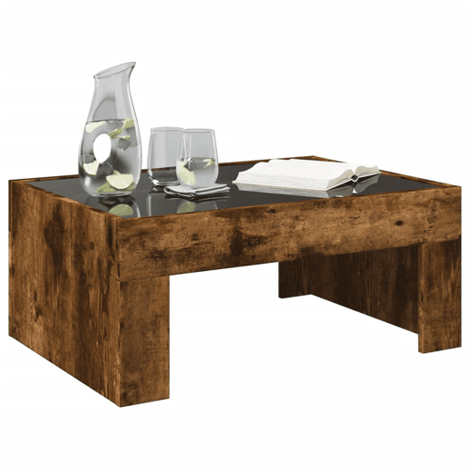 Mesa de Centro, Mesa baixa, luzes LED Infinity 70x50x30 cm carvalho fumado