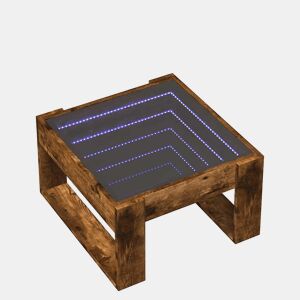 Mesa de Centro, Mesa baixa, luzes LED Infinity 50x53x30 cm carvalho fumado