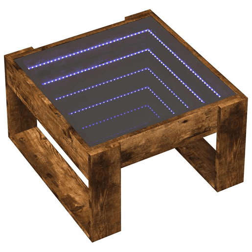 Mesa de Centro, Mesa baixa, luzes LED Infinity 50x53x30 cm carvalho fumado