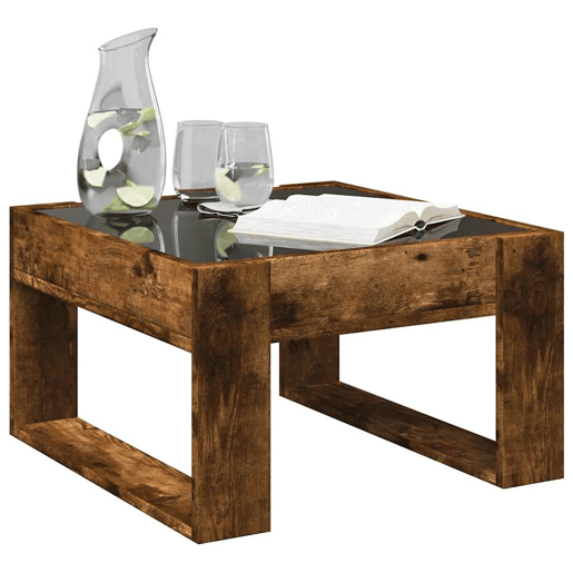 Mesa de Centro, Mesa baixa, luzes LED Infinity 50x53x30 cm carvalho fumado