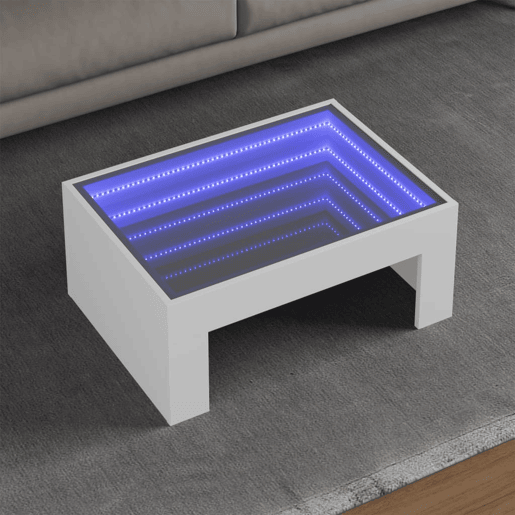 Mesa de Centro, Mesa baixa, luzes LED Infinity 70x50x30 cm branco