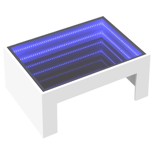 Mesa de Centro, Mesa baixa, luzes LED Infinity 70x50x30 cm branco