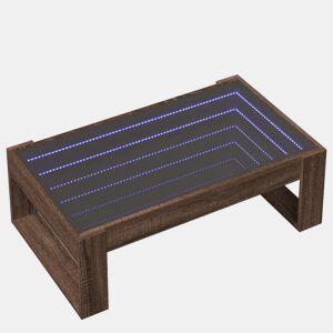 Mesa de Centro, Mesa baixa, luzes LED Infinity 90x53x30 cm carvalho castanho
