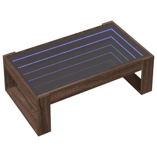 Mesa de Centro, Mesa baixa, luzes LED Infinity 90x53x30 cm carvalho castanho