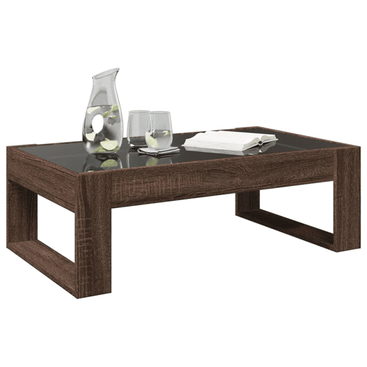 Mesa de Centro, Mesa baixa, luzes LED Infinity 90x53x30 cm carvalho castanho
