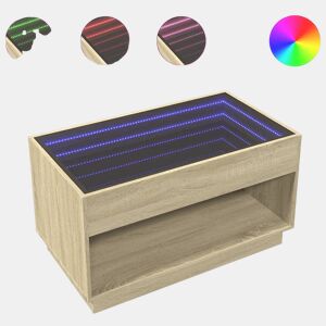 Mesa de Centro, Mesa baixa, luzes LED Infinity 90x50x50 cm carvalho sonoma