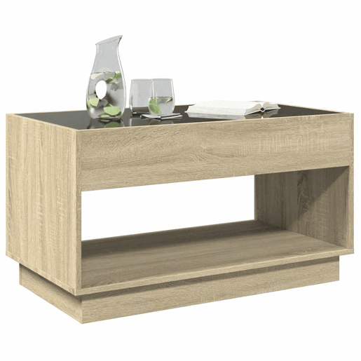 Mesa de Centro, Mesa baixa, luzes LED Infinity 90x50x50 cm carvalho sonoma