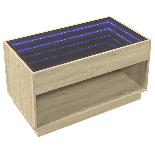 Mesa de Centro, Mesa baixa, luzes LED Infinity 90x50x50 cm carvalho sonoma