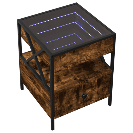 Mesa de Centro, Mesa baixa, luzes LED Infinity 40x40x51 cm carvalho fumado