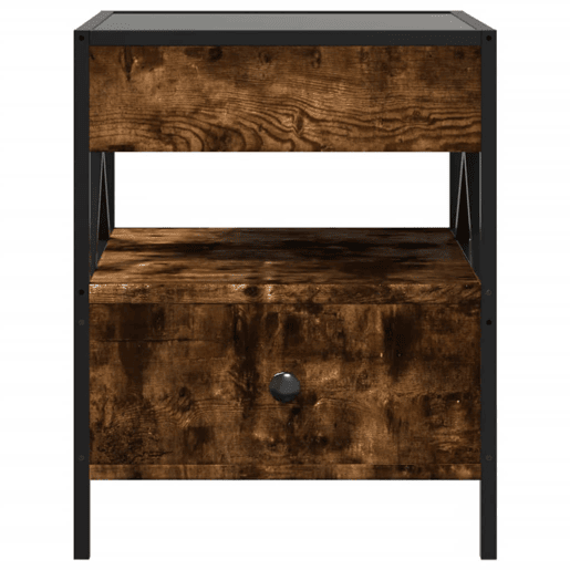 Mesa de Centro, Mesa baixa, luzes LED Infinity 40x40x51 cm carvalho fumado