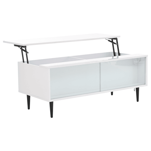 Mesa de centro elevável 105x50x43 cm - com LED, arrumação oculta, vidro temperado - Branco Mesa de centro elevável 105x50x43 cm - com LED, arrumação oculta, vidro temperado - Branco