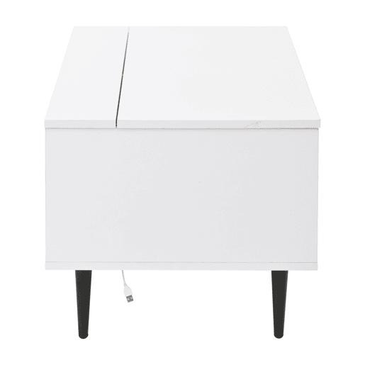 Mesa de centro elevável 105x50x43 cm - com LED, arrumação oculta, vidro temperado - Branco Mesa de centro elevável 105x50x43 cm - com LED, arrumação oculta, vidro temperado - Branco