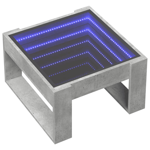 Mesa de Centro, Mesa baixa, luzes LED Infinity 50x53x30 cm cinzento cimento