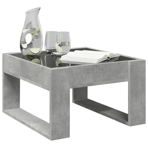 Mesa de Centro, Mesa baixa, luzes LED Infinity 50x53x30 cm cinzento cimento