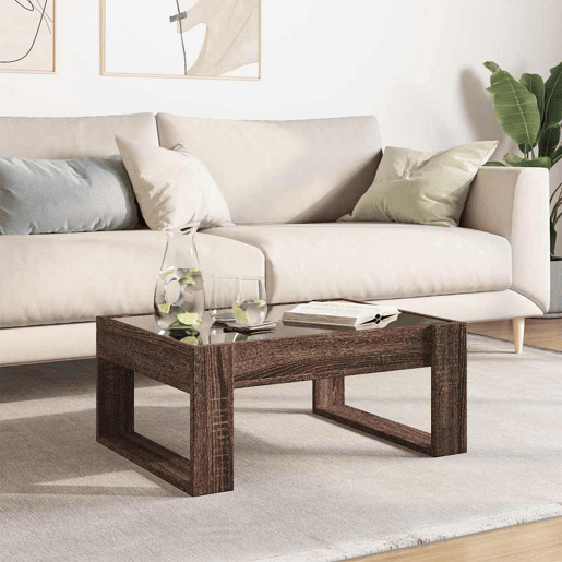 Mesa de Centro, Mesa baixa, luzes LED Infinity 70x53x30 cm carvalho castanho