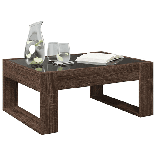 Mesa de Centro, Mesa baixa, luzes LED Infinity 70x53x30 cm carvalho castanho