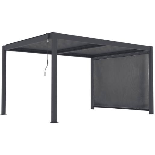 Pérgula bioclimática com LED e toldo de alumínio > - 3 x 4 m - Cinzento