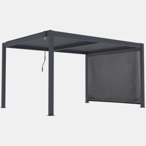 Pérgula bioclimática com LED e toldo de alumínio > - 3 x 4 m - Cinzento