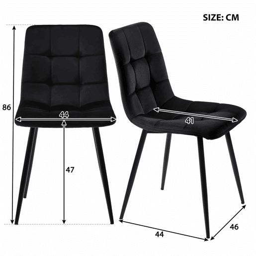 Conjunto de sala de jantar 117 cm - Mesa retangular com 4 cadeiras, cadeira de sala de jantar em veludo preto, pernas douradas
