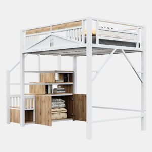 Cama de criança,cama alta de metal 140x200 cm,branco