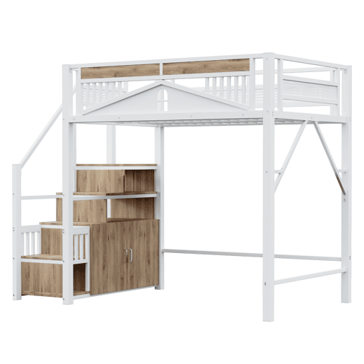 Cama de criança,cama alta de metal 140x200 cm,branco