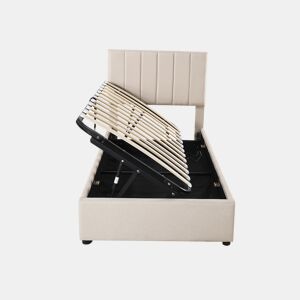 Cama de criança,cama de solteiro de linho 90x200 cm com armazenamento,bege