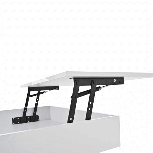 Mesa de centro 70x70x45 cm - Mesa giratória 360°, com 1 gaveta, alto brilho, com arrumação - Branco