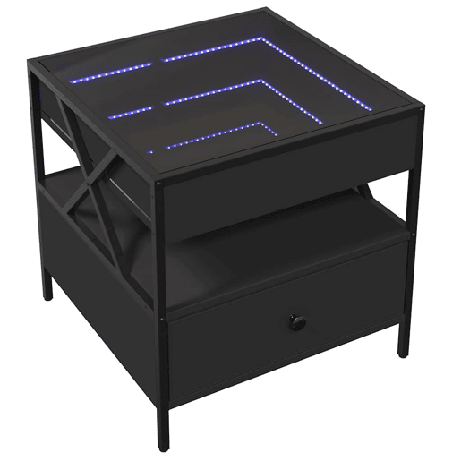 Mesa de Centro, Mesa baixa, c luzes LED Infinity 50x50x51 cm preto