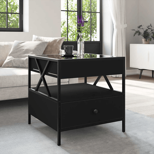 Mesa de Centro, Mesa baixa, c luzes LED Infinity 50x50x51 cm preto