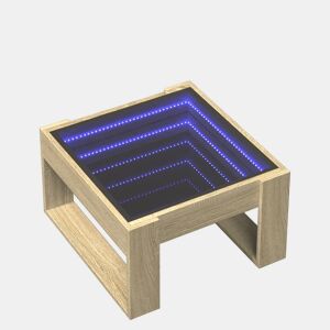 Mesa de Centro, Mesa baixa, luzes LED Infinity 50x53x30 cm carvalho sonoma