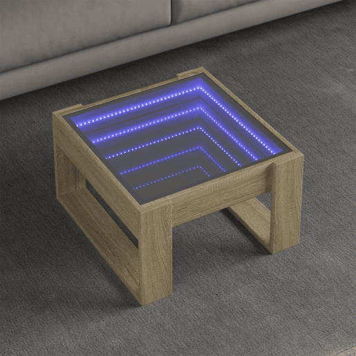 Mesa de Centro, Mesa baixa, luzes LED Infinity 50x53x30 cm carvalho sonoma