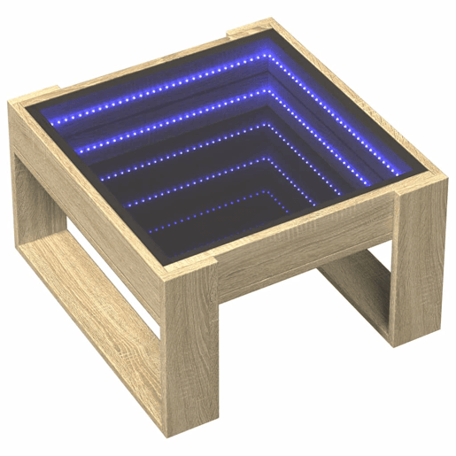 Mesa de Centro, Mesa baixa, luzes LED Infinity 50x53x30 cm carvalho sonoma
