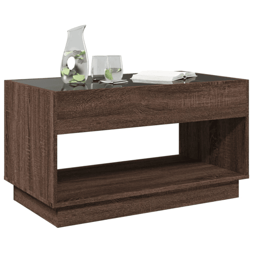 Mesa de Centro, Mesa baixa, luzes LED Infinity 90x50x50 cm carvalho castanho