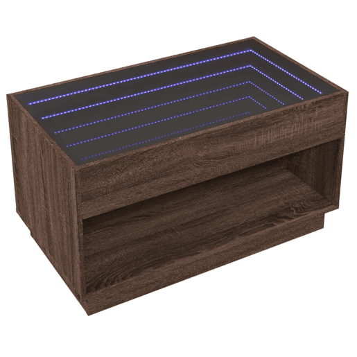 Mesa de Centro, Mesa baixa, luzes LED Infinity 90x50x50 cm carvalho castanho