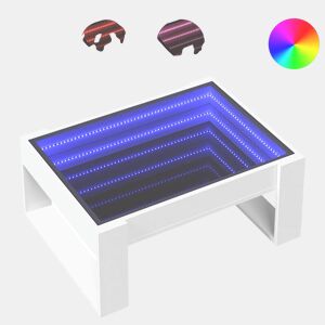 Mesa de Centro, Mesa baixa, luzes LED Infinity 70x53x30 cm branco