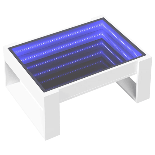 Mesa de Centro, Mesa baixa, luzes LED Infinity 70x53x30 cm branco