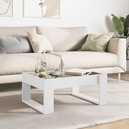 Mesa de Centro, Mesa baixa, luzes LED Infinity 70x53x30 cm branco