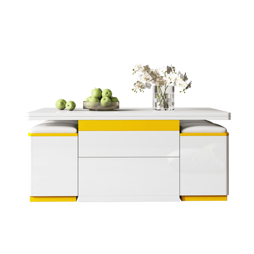 Mesa de centro elevável 100x50x43 - multifuncional dobrável - branco alto brilho