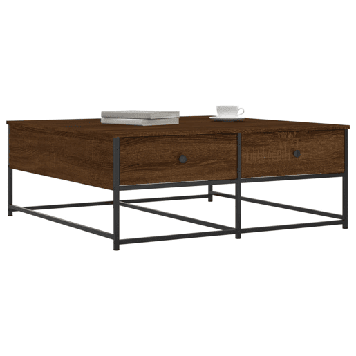 Mesa de Centro, Mesa baixa, 100x99x40 cm derivados madeira carvalho castanho