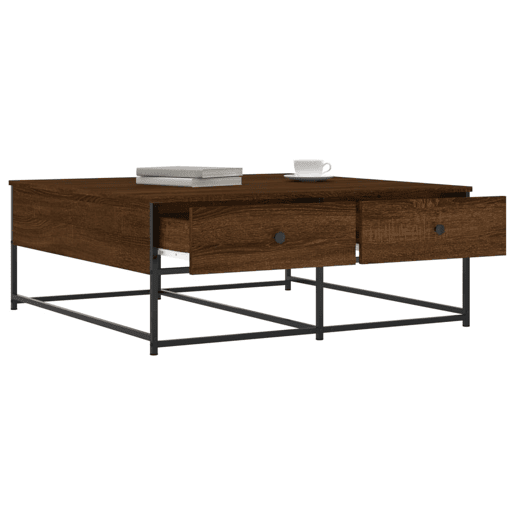 Mesa de Centro, Mesa baixa, 100x99x40 cm derivados madeira carvalho castanho