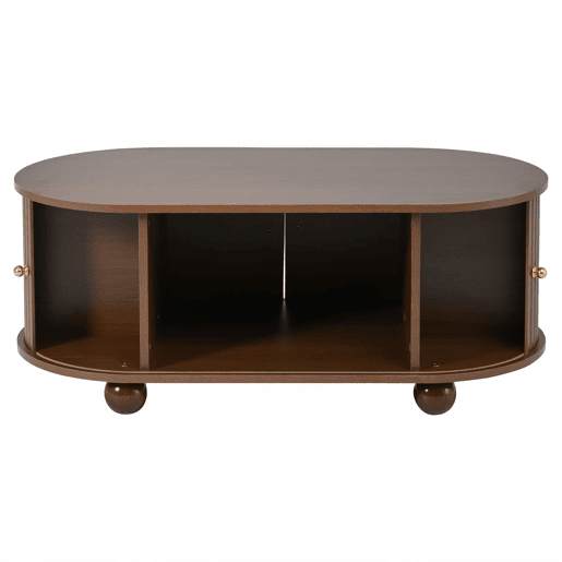 Mesa de centro 100*50*40 cm - Sofá com arrumação, portas deslizantes, 4 pés - Cor nogueira Mesa de centro 100*50*40 cm - Sofá com arrumação, portas deslizantes, 4 pés - Cor nogueira