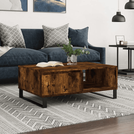 Mesa de Centro, Mesa baixa, 90x60x35 cm derivados de madeira carvalho fumado