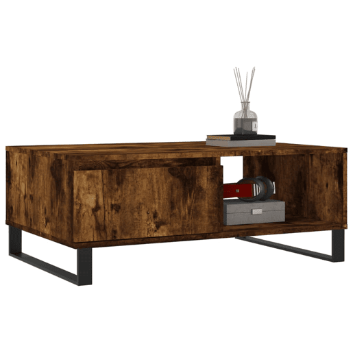 Mesa de Centro, Mesa baixa, 90x60x35 cm derivados de madeira carvalho fumado