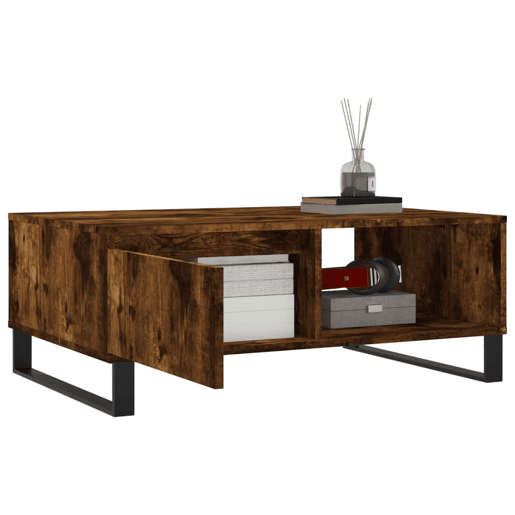 Mesa de Centro, Mesa baixa, 90x60x35 cm derivados de madeira carvalho fumado