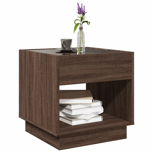 Mesa de Centro, Mesa baixa, luzes LED Infinity 50x50x50 cm carvalho castanho