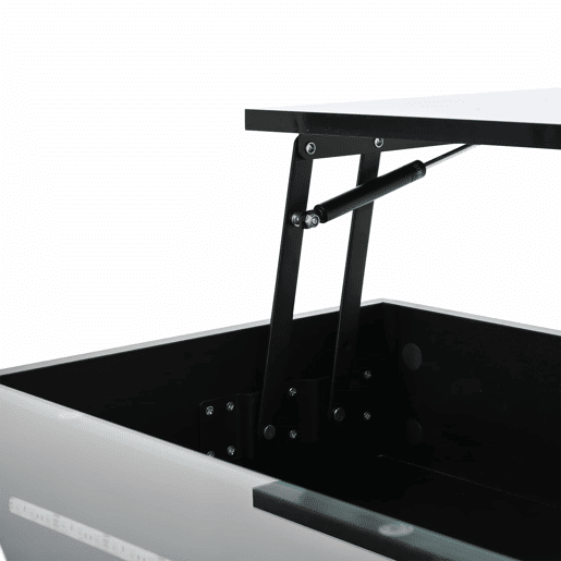 Mesa de centro elevável 80x80x45 cm - Com arrumação oculta, 2 gavetas, LED - Preto