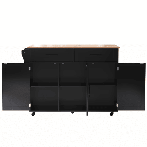 Carrinho de refeições 129x46(71)x91,5 cm - com mesa dobrável, prateleiras internas, 5 rodas, 2 gavetas - Preto