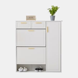 Sapateira de painel de partículas com 1 porta e 2 tabuleiros,branco