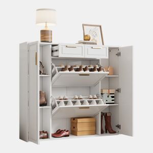 Sapateira de painel de partículas com 2 portas e 2 tabuleiros,branco